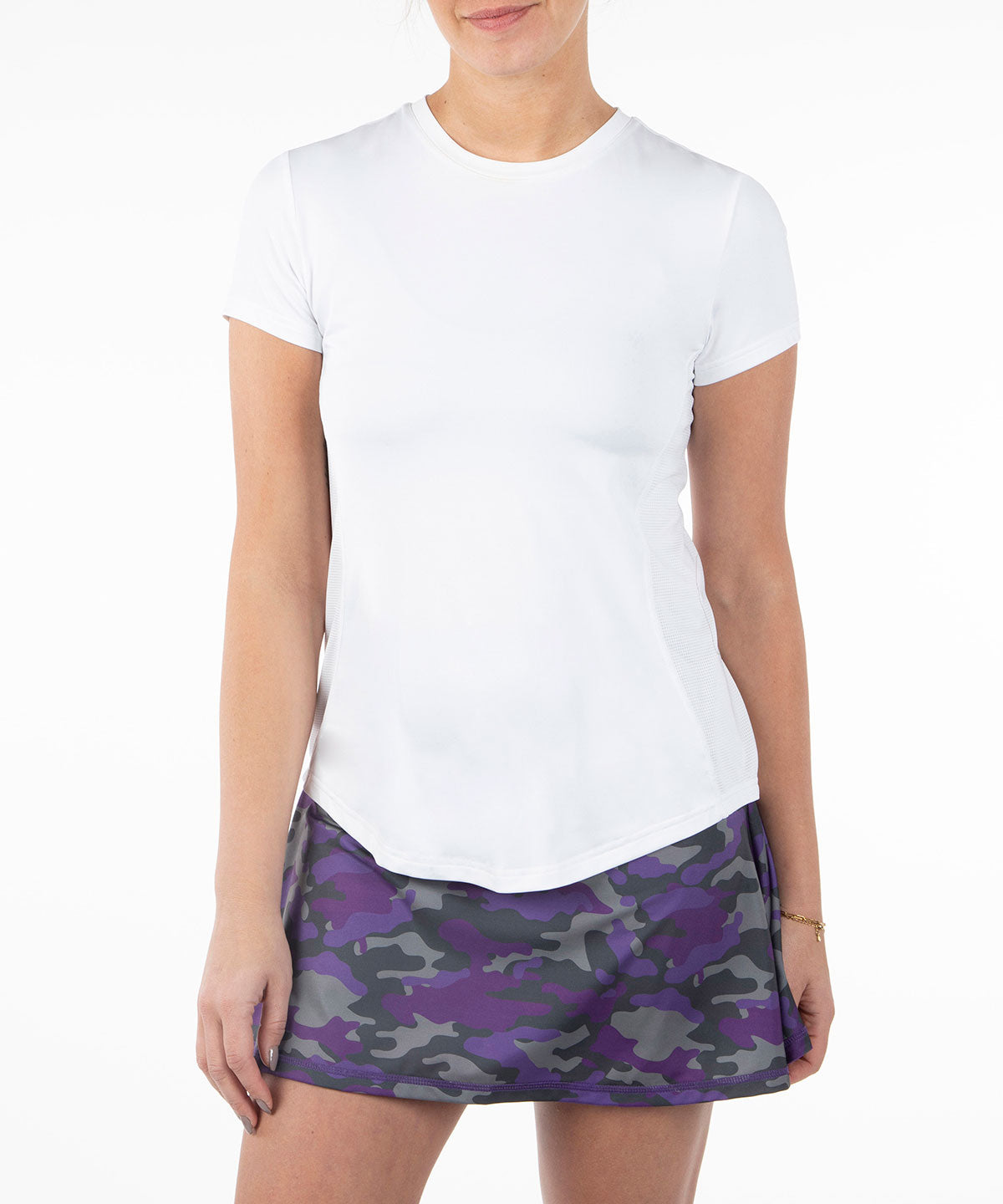 Women&#39;s Aria Tee Shirt with Mesh Knit Insert
