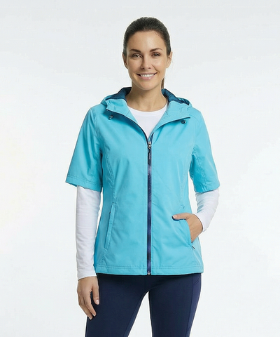 Women's Amber Short-Sleeve Water-Repellent WxTech Hooded Wind Jacket