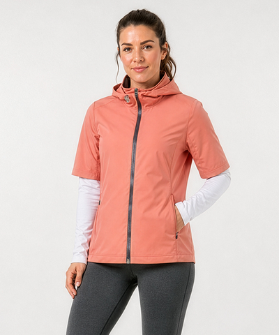Women's Amber Short-Sleeve Water-Repellent WxTech Hooded Wind Jacket