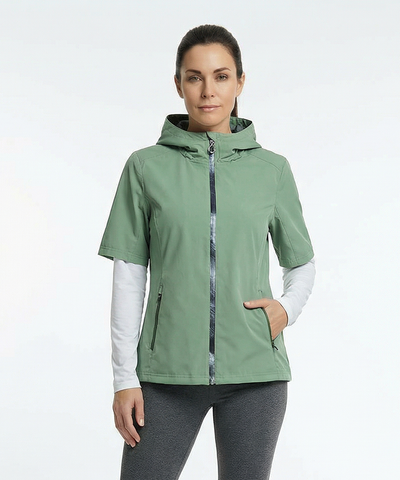Women's Amber Short-Sleeve Water-Repellent WxTech Hooded Wind Jacket
