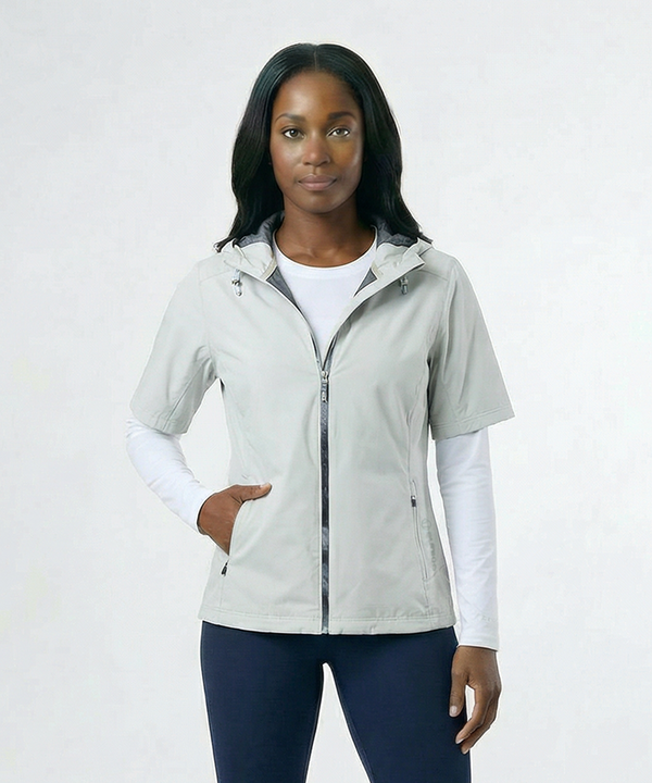 Women's Amber Short-Sleeve Water-Repellent WxTech Hooded Wind Jacket