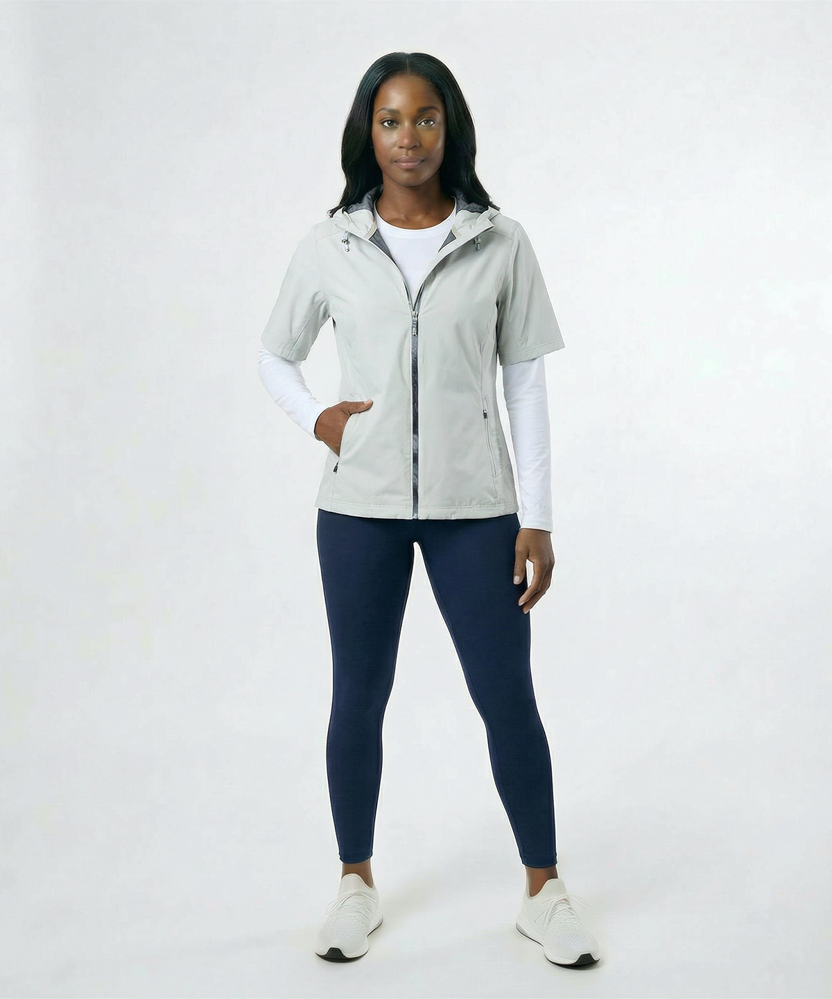 Women's Amber Short-Sleeve Water-Repellent WxTech Hooded Wind