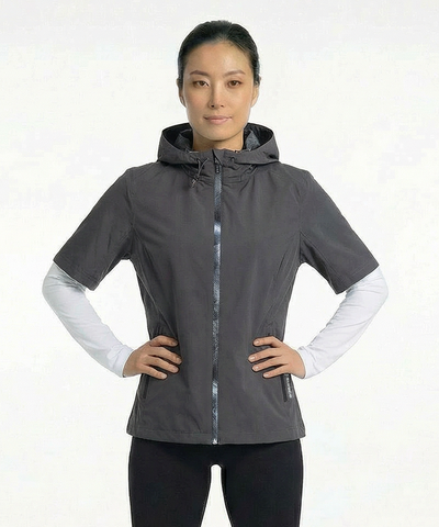 Women's Amber Short-Sleeve Water-Repellent WxTech Hooded Wind Jacket