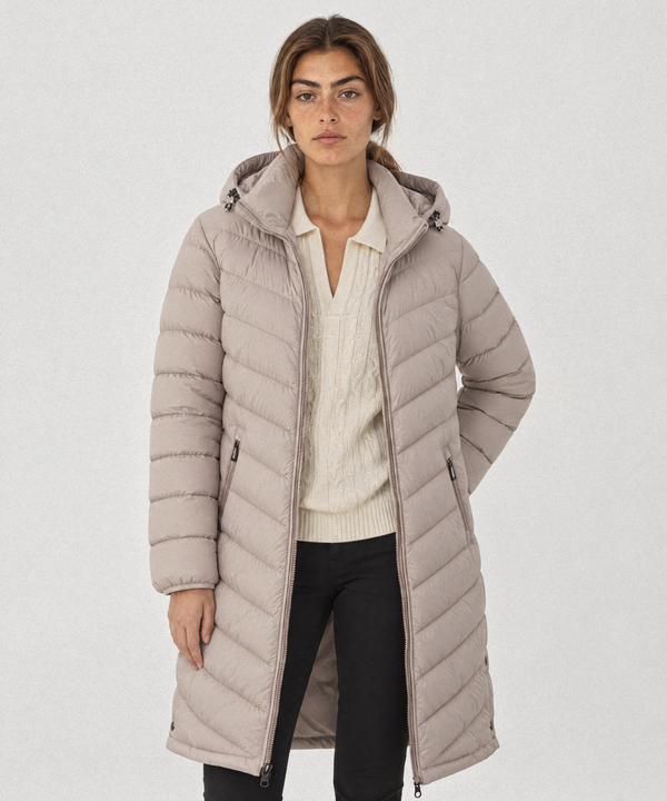 Women's Emilia Quilted Long Hooded Thermal Jacket