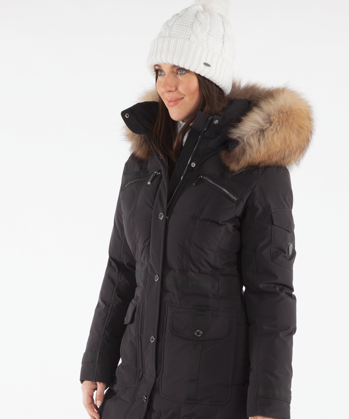 Women's Tanya Quilted 3/4 Coat With Removable Faux Fur Ruff - Sunice