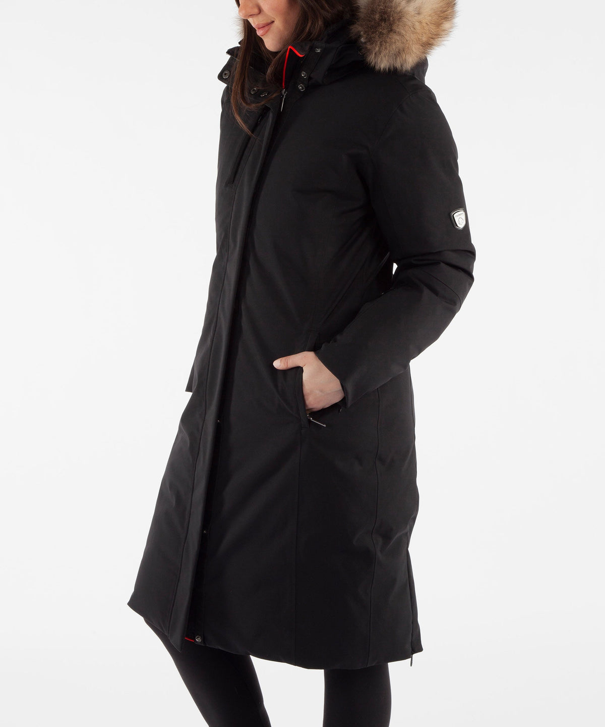 Women&#39;s Hillary Insulated Long Parka Coat with Removable Fur Ruff