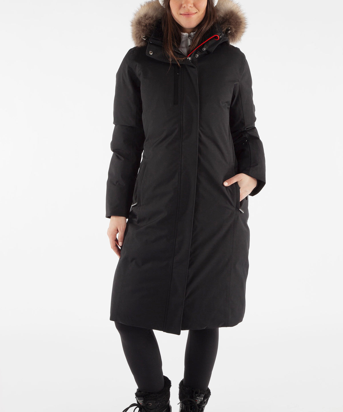 Women&#39;s Hillary Insulated Long Parka Coat with Removable Fur Ruff