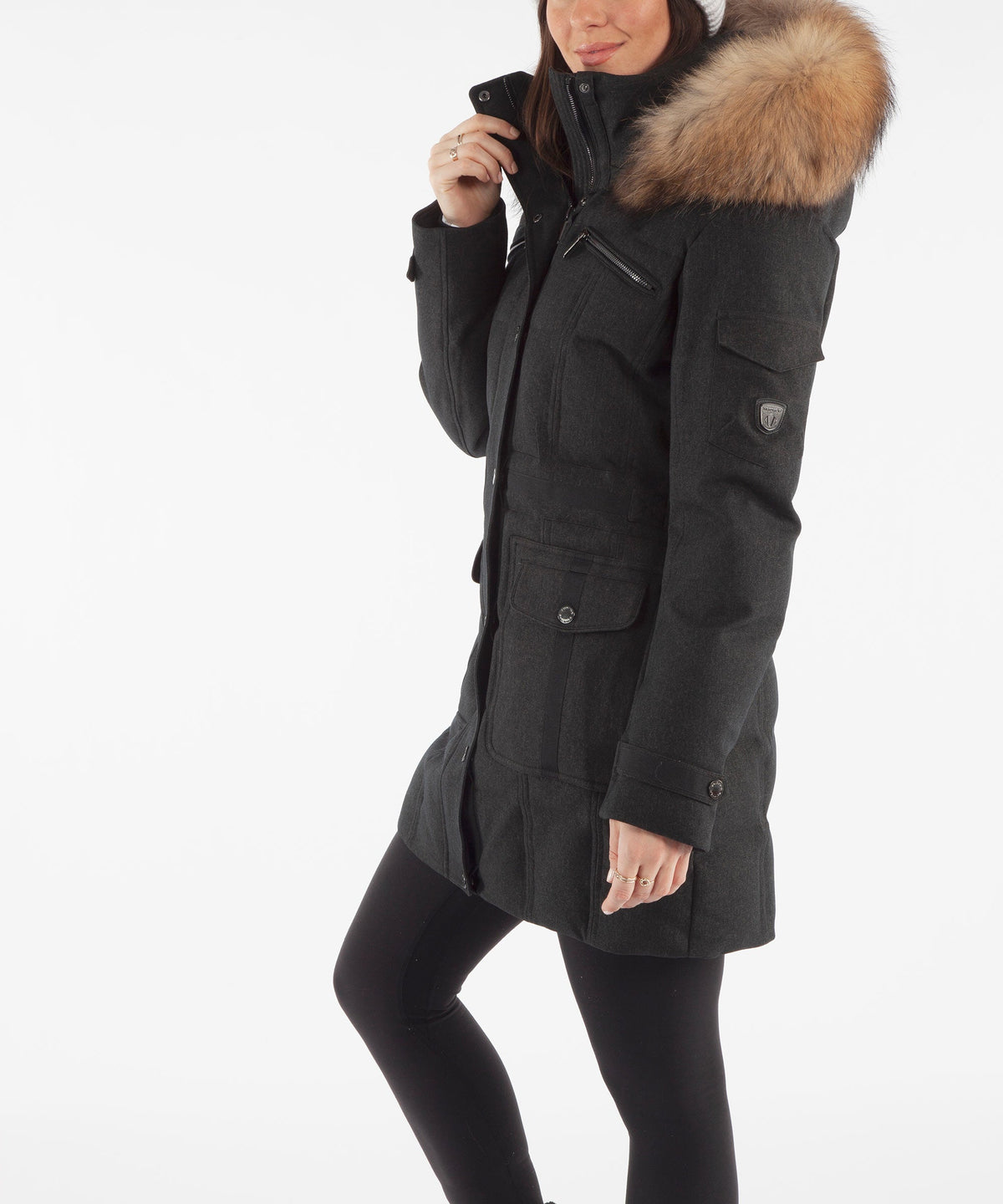 Women&#39;s Tanya Quilted 3/4 Coat With Removable Fur Ruff