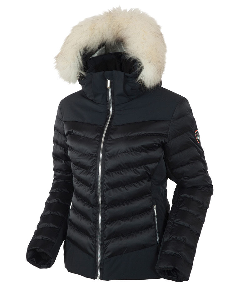 Women&#39;s Layla Waterproof Quilted Stretch Jacket With Removable Fur Ruff