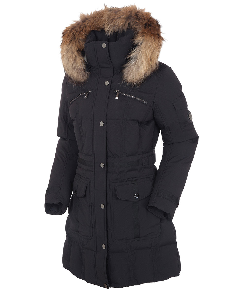 Women's Tanya Quilted 3/4 Coat With Removable Fur Ruff Sunice