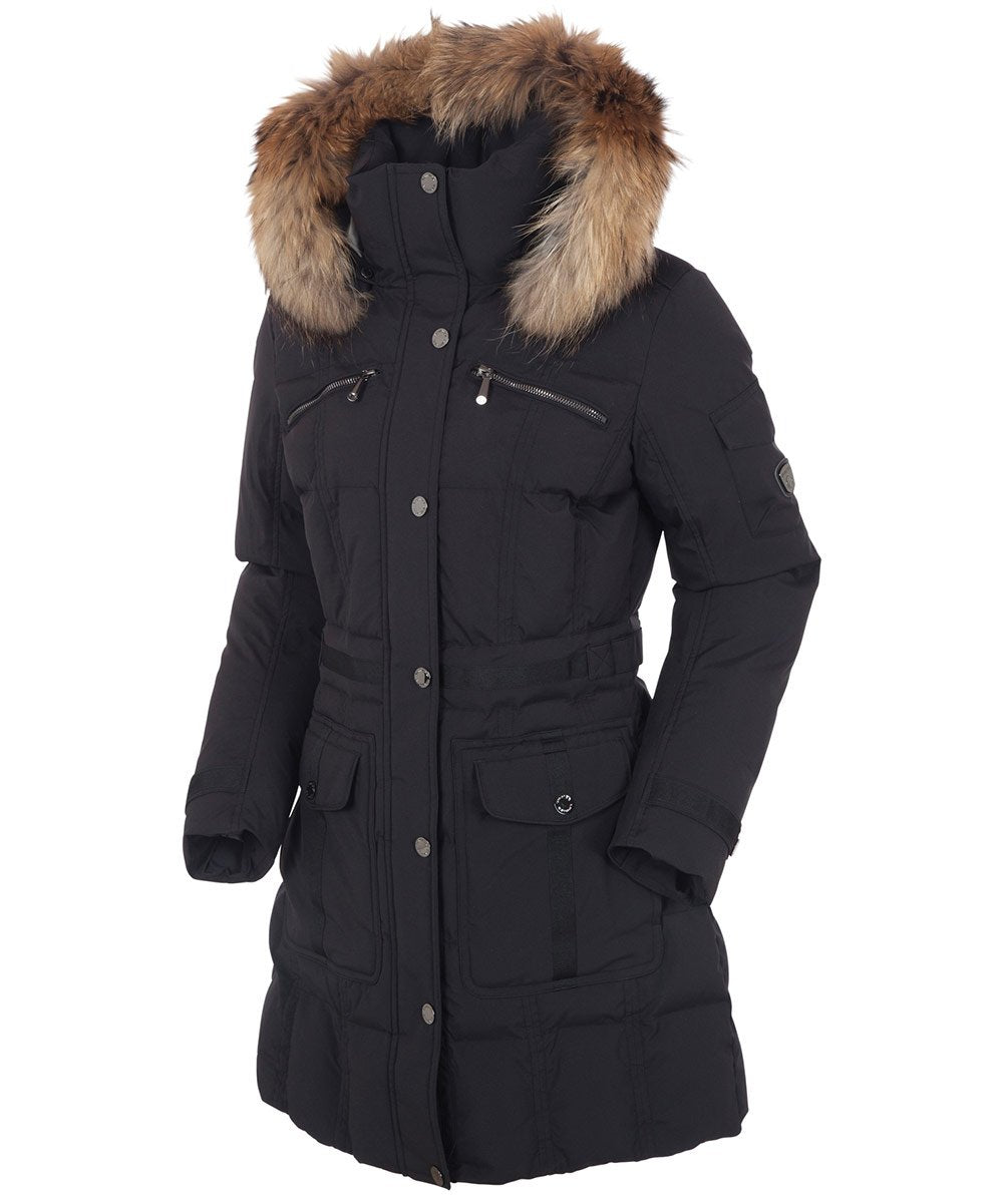 Women's Tanya Quilted 3/4 Coat With Removable Faux Fur Ruff